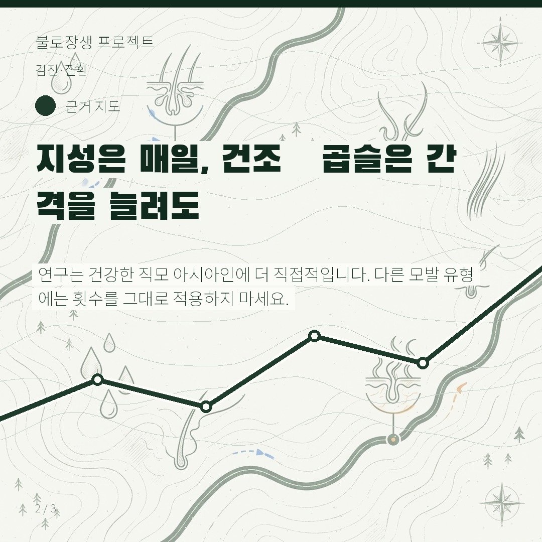 지성은 매일, 건조·곱슬은 간격을 늘려도