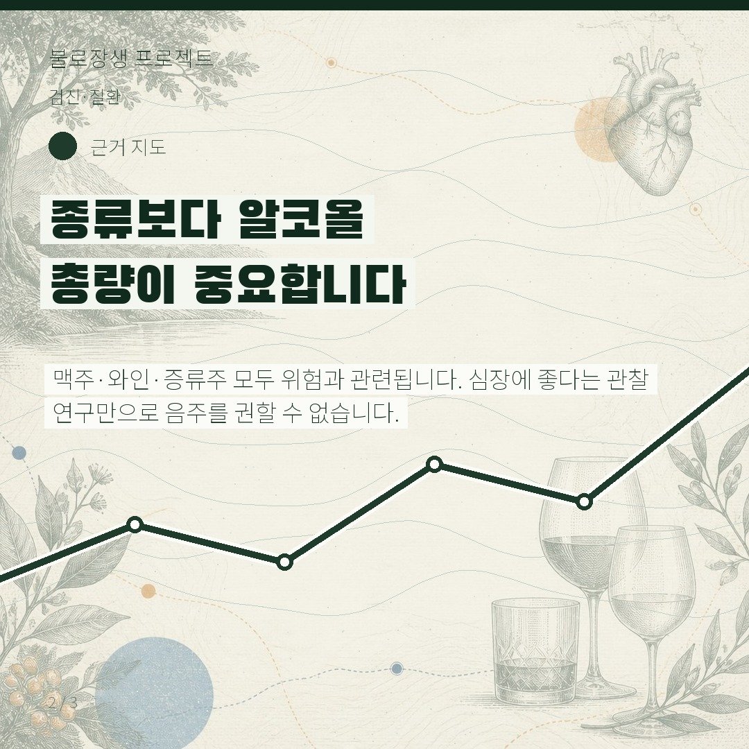 종류보다 알코올 총량이 중요합니다