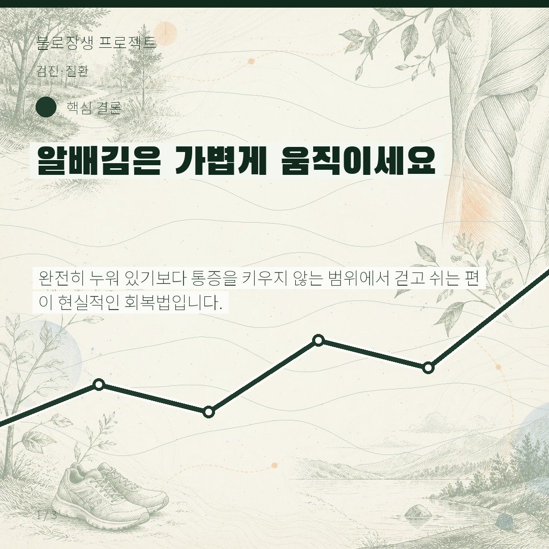 알배김은 가볍게 움직이세요